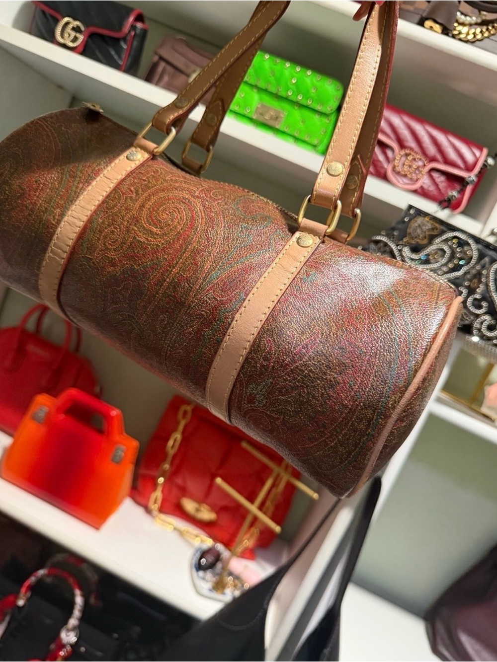 Etro Paisley Print Barrel Bag 11.4” x 7”